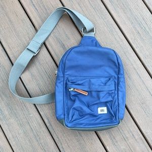 ORI Blue Crossbody Sling Bag with Adjustable Gray Strap